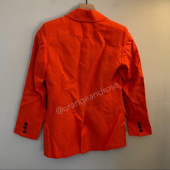 Smythe Les Vestes Red Orange Linen Blend Button Front Blazer Jacket Career XXS - Picture 6 of 11